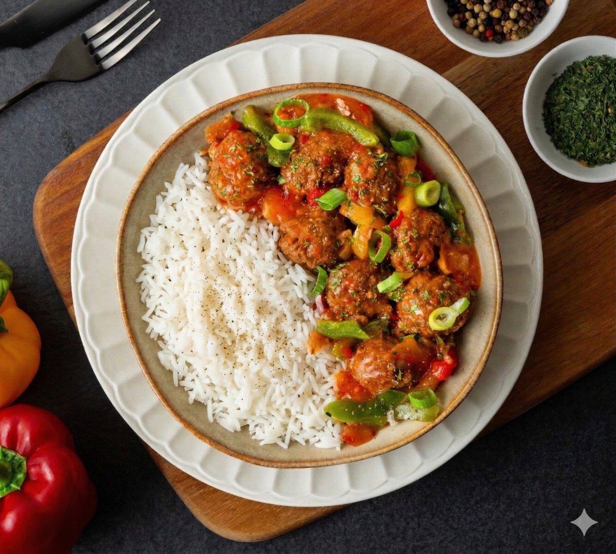 Sweet Chili Meatballs & Rice